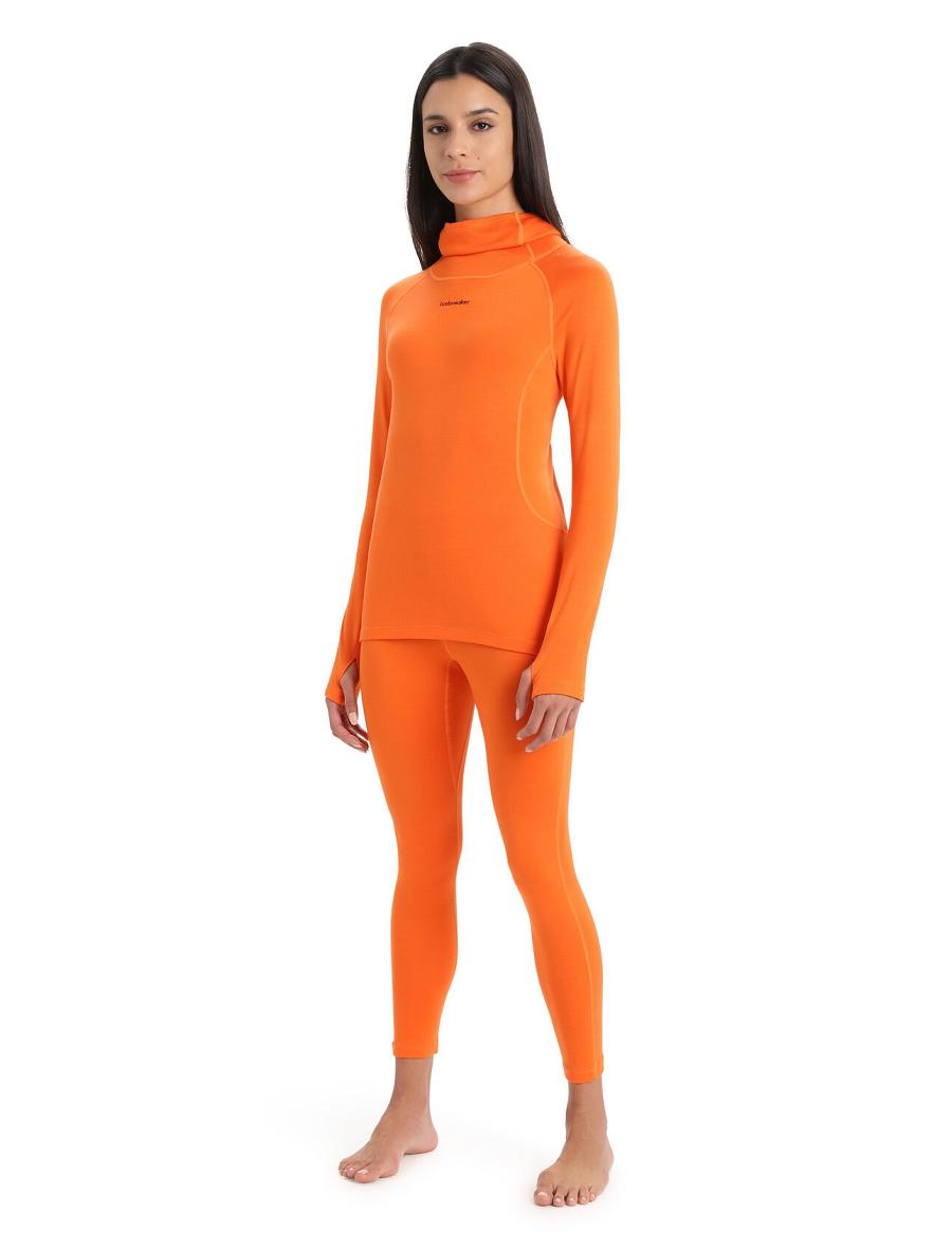 Base Layers Icebreaker MerinoFine™ Long Sleeve Roll Neck Damskie Pomarańczowe | PL 1053EBCX